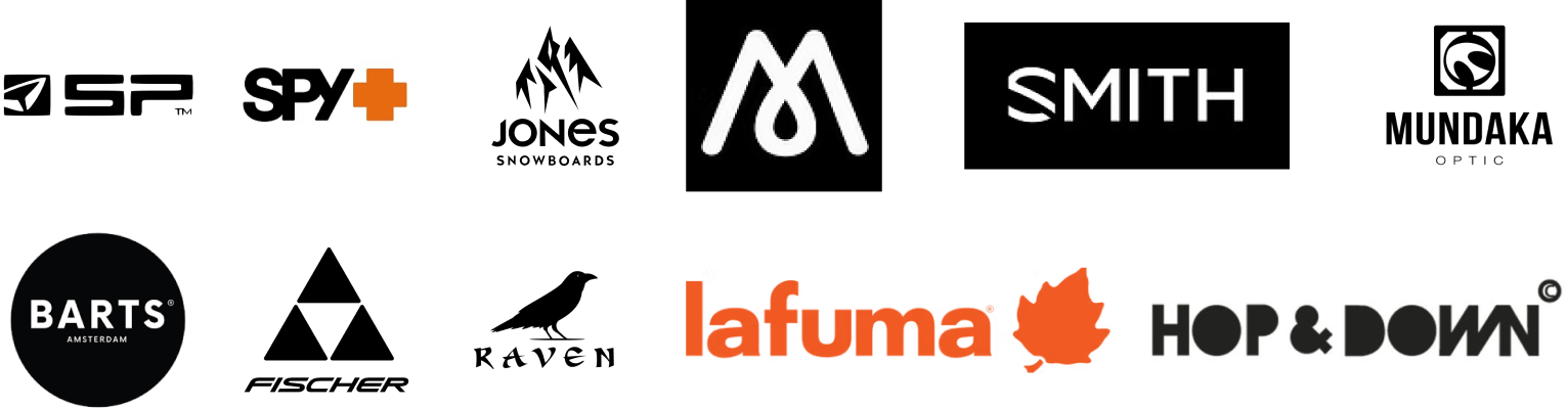 SP, Spy+, Jones Snowboards, Melt, Smith, Mundaka, Barts, Fischer, Raven, Lafuma, Hop & Down